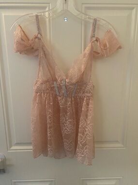Pink Jeweled Lace Top